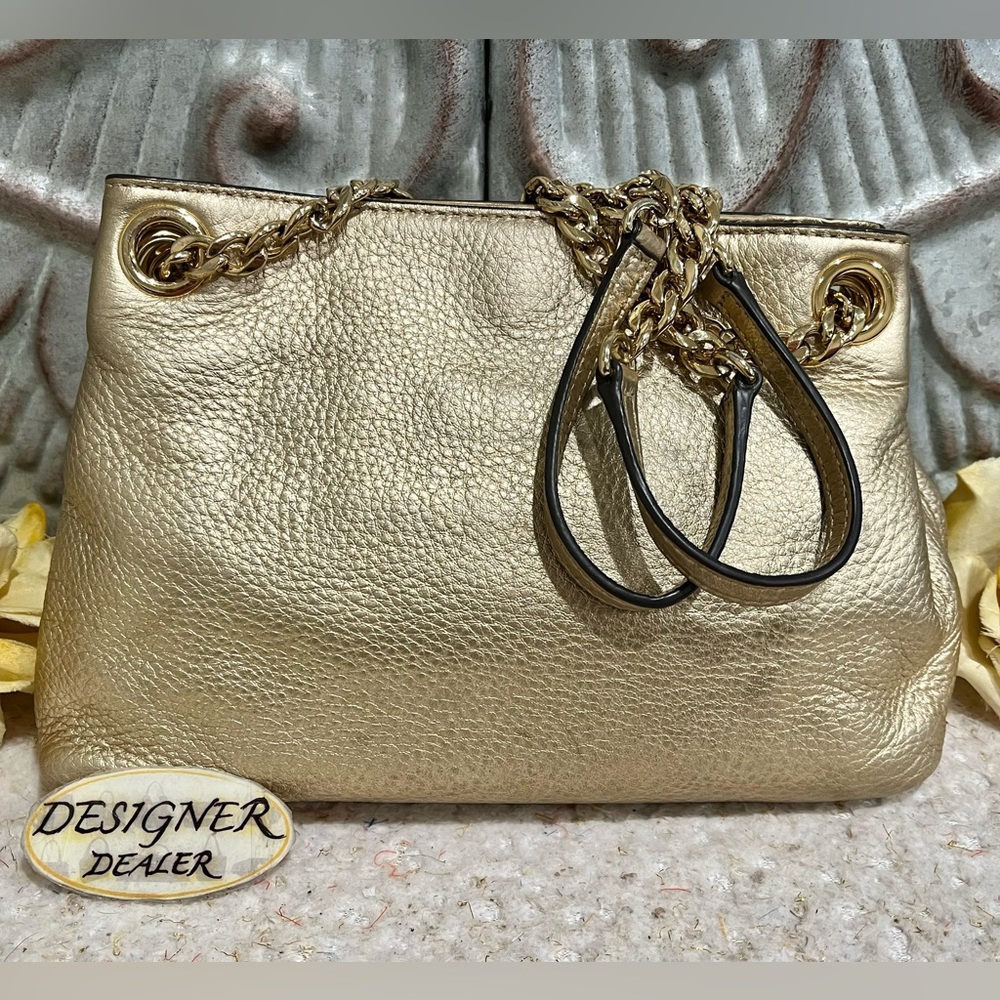MICHAEL KORS Platinum Gold Small Leather Chain Tote - Picture 6 of 11